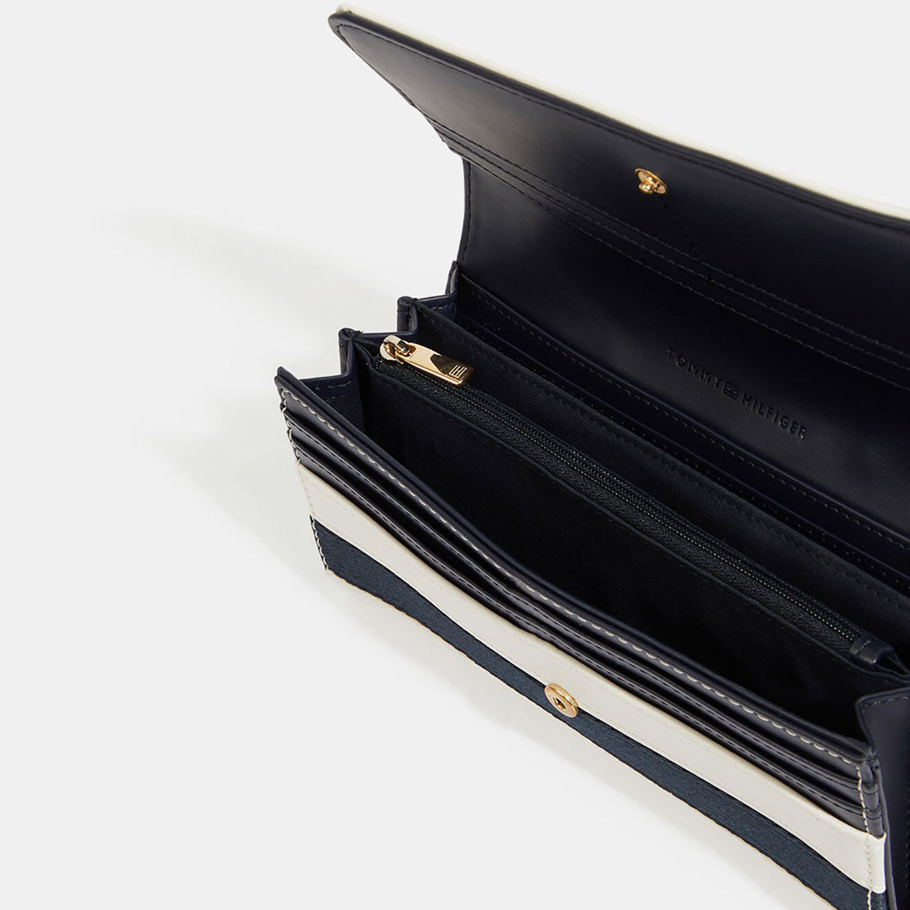 Tommy Hilfiger Portefeuille Iconic large rayé bleu marine/blanc - 10,5x19 cm