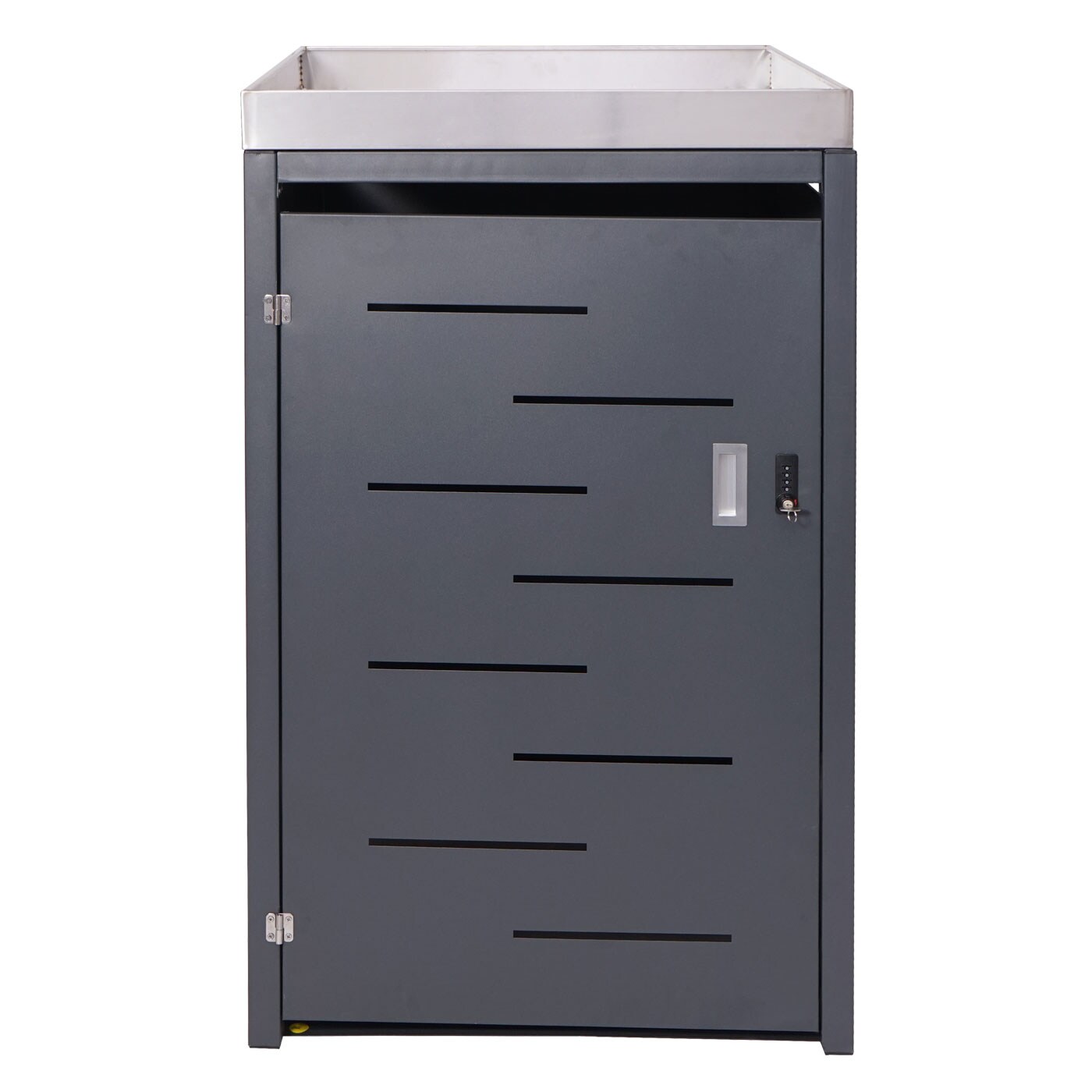 XL 1er-/2er-Mülltonnenverkleidung MCW-H40, Mülltonnenbox, Pflanzkasten Edelstahl-Metall 40kg 125x75x102cm erweiterbar