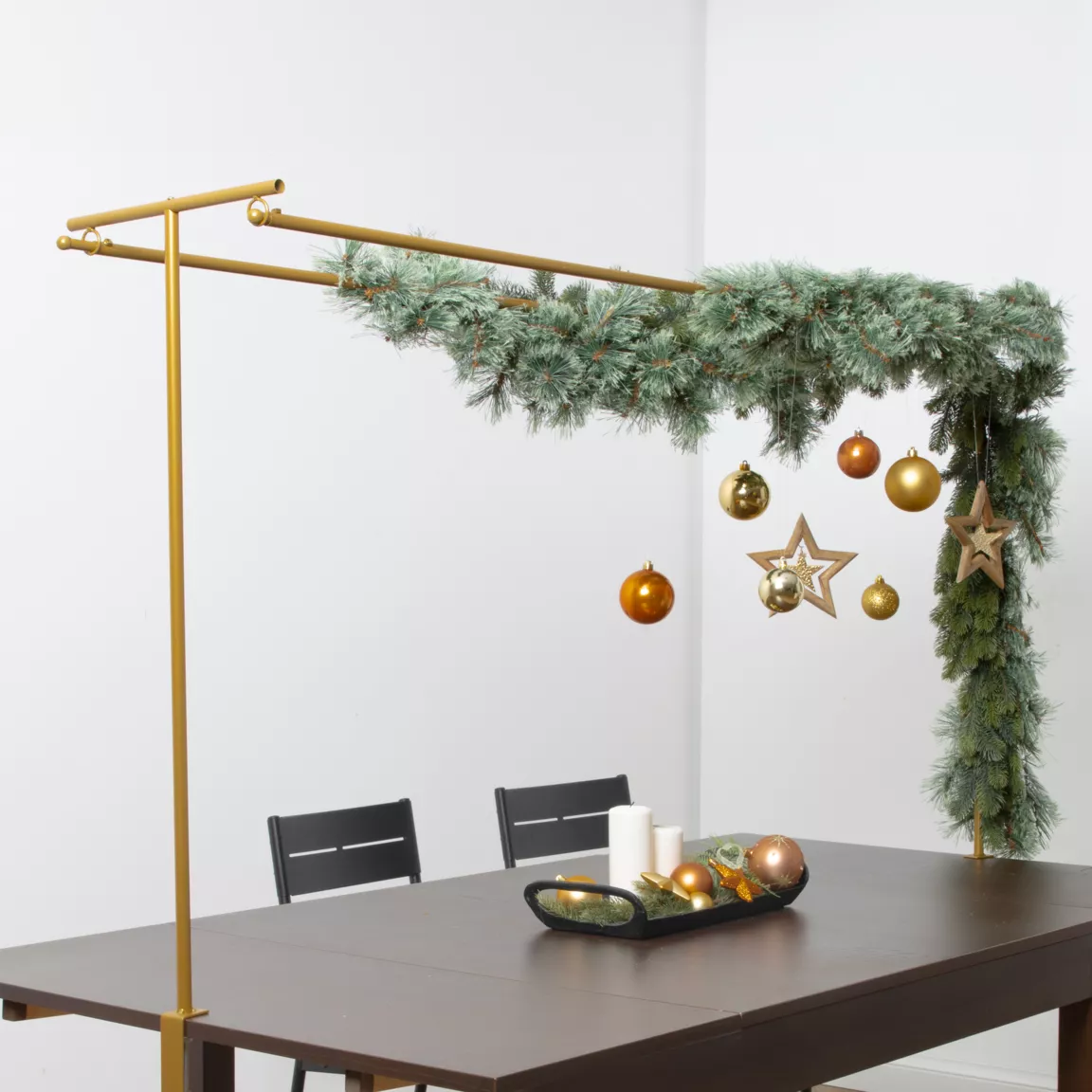 Barre de table réglable double (L142 à 240 cm) pour Décoration Or