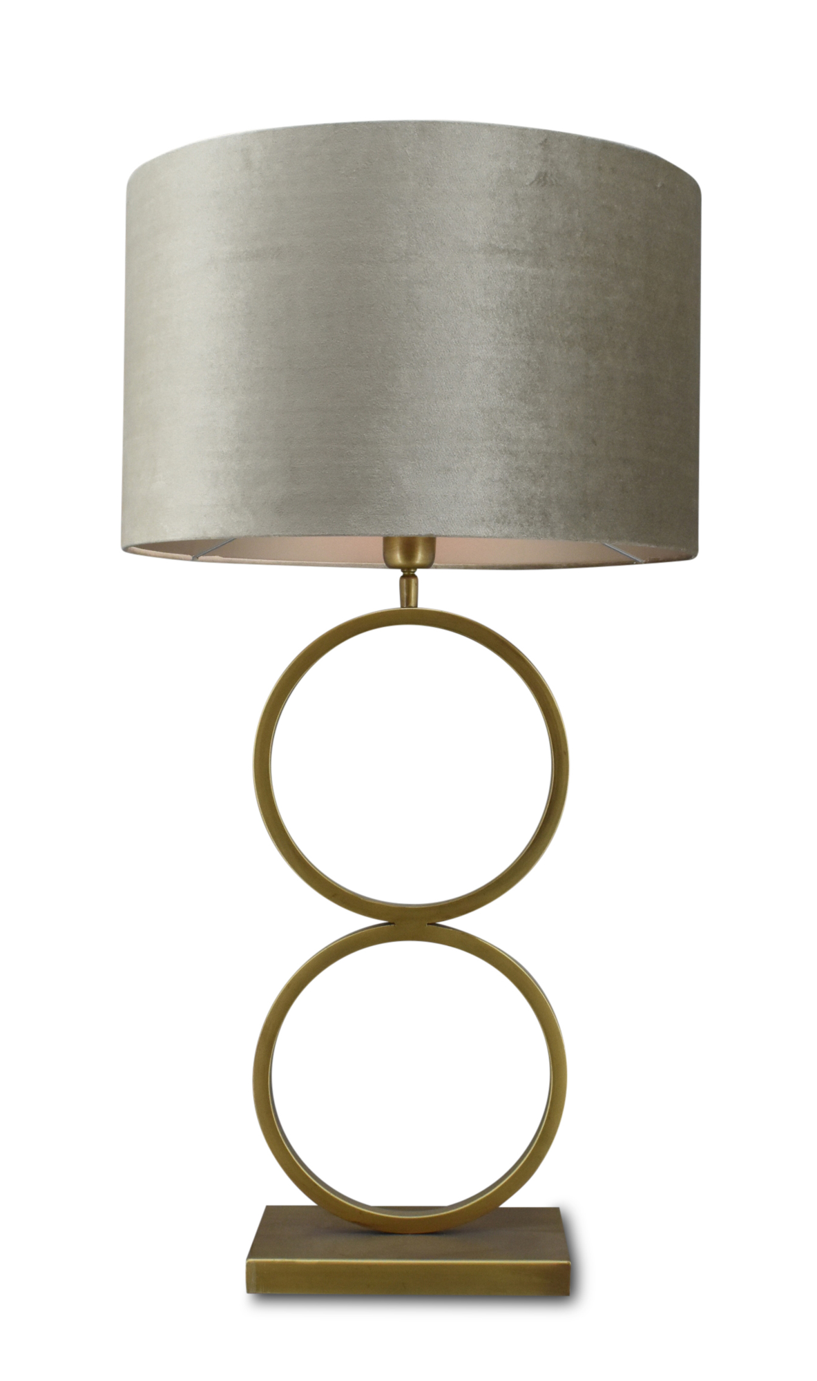 Tafellamp Capri small bronze + kap Cilinder 45x45x28cm Fendi velours taupe ( taupe binnenkant )
