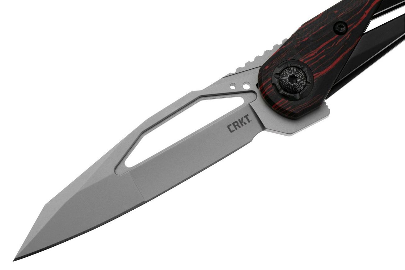 CRKT Nucleus 5702 Bead Blast 12C27, Black Stainless Steel, Red Black G10 Overlay, zakmes, Princeton Wong design