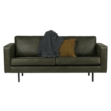 WOOOD Bank Indy 2,5 zits leatherlook warmgroen