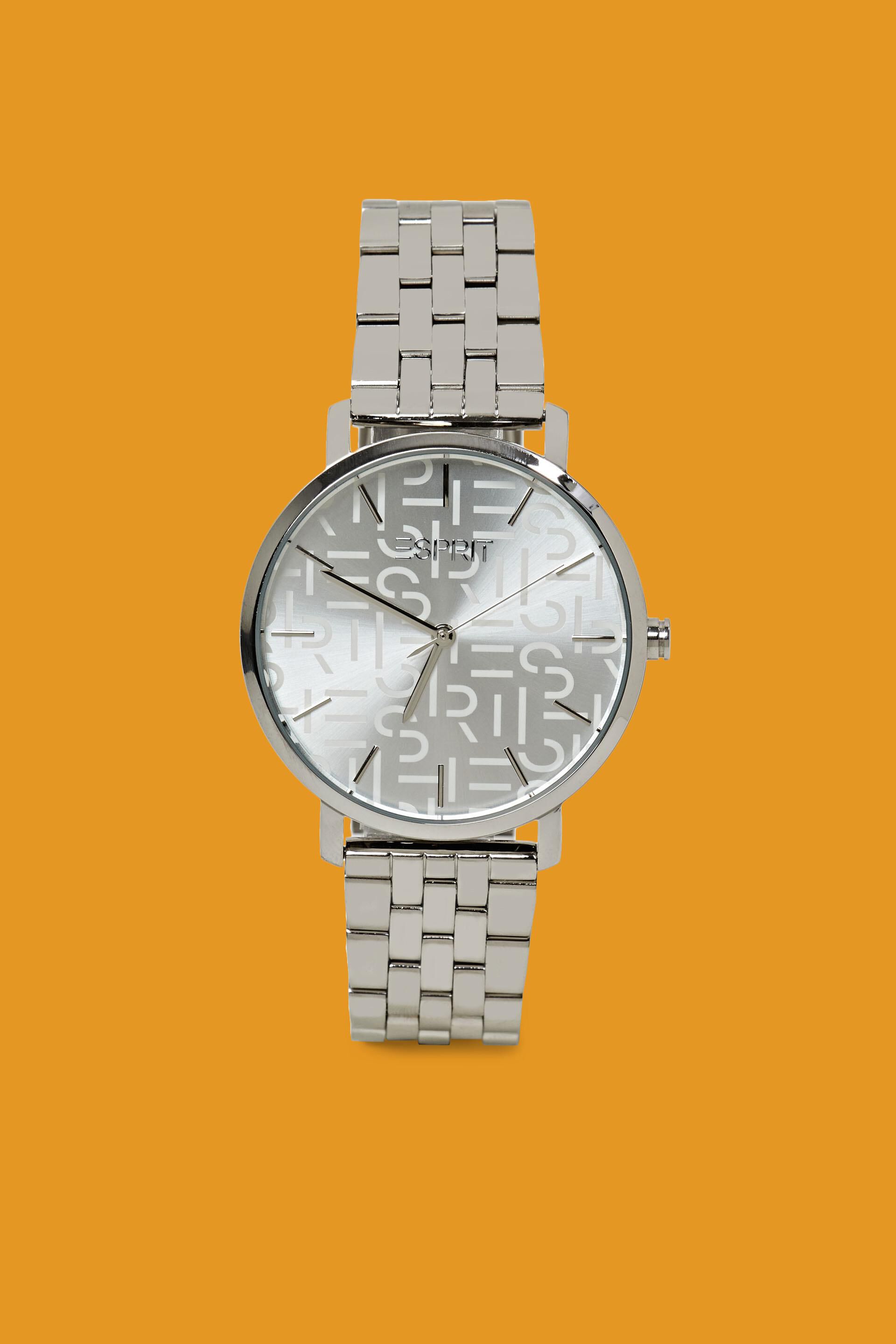 Montre en acier inoxydable à cadran orné du logo