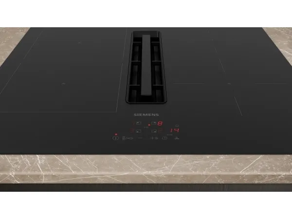 Siemens iQ300 ED611BS16E - Induktions kogeplade - 4 plader - Niche - bredde: 56 cm - dybde: 49 cm - Klasse B - rammeløs - sort med nedtræksudstødning (ekstraktion og recirkulation)