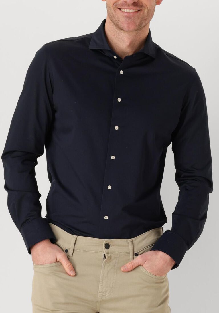 donkerblauwe profuomo klassiek overhemd shirt x-cutaway japanese knitted