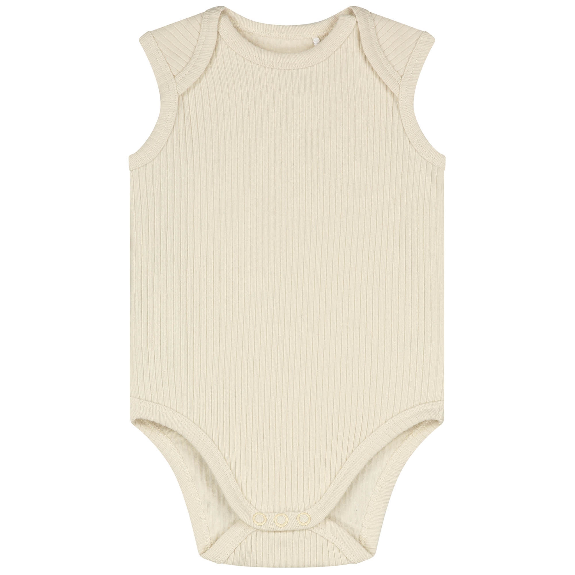 Prénatal romper rib mouwloos effen beige
