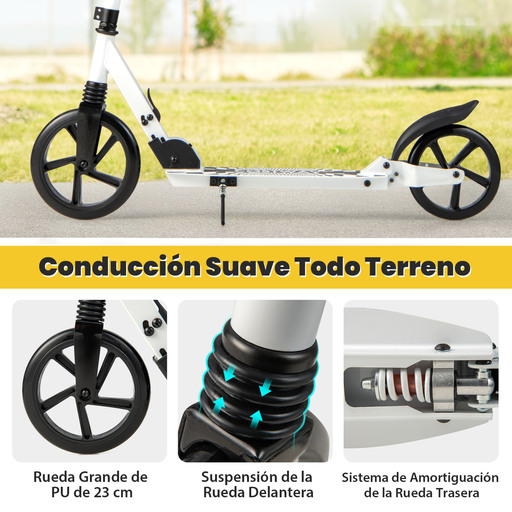 Patinete dobrável com manilha ajustável Costway