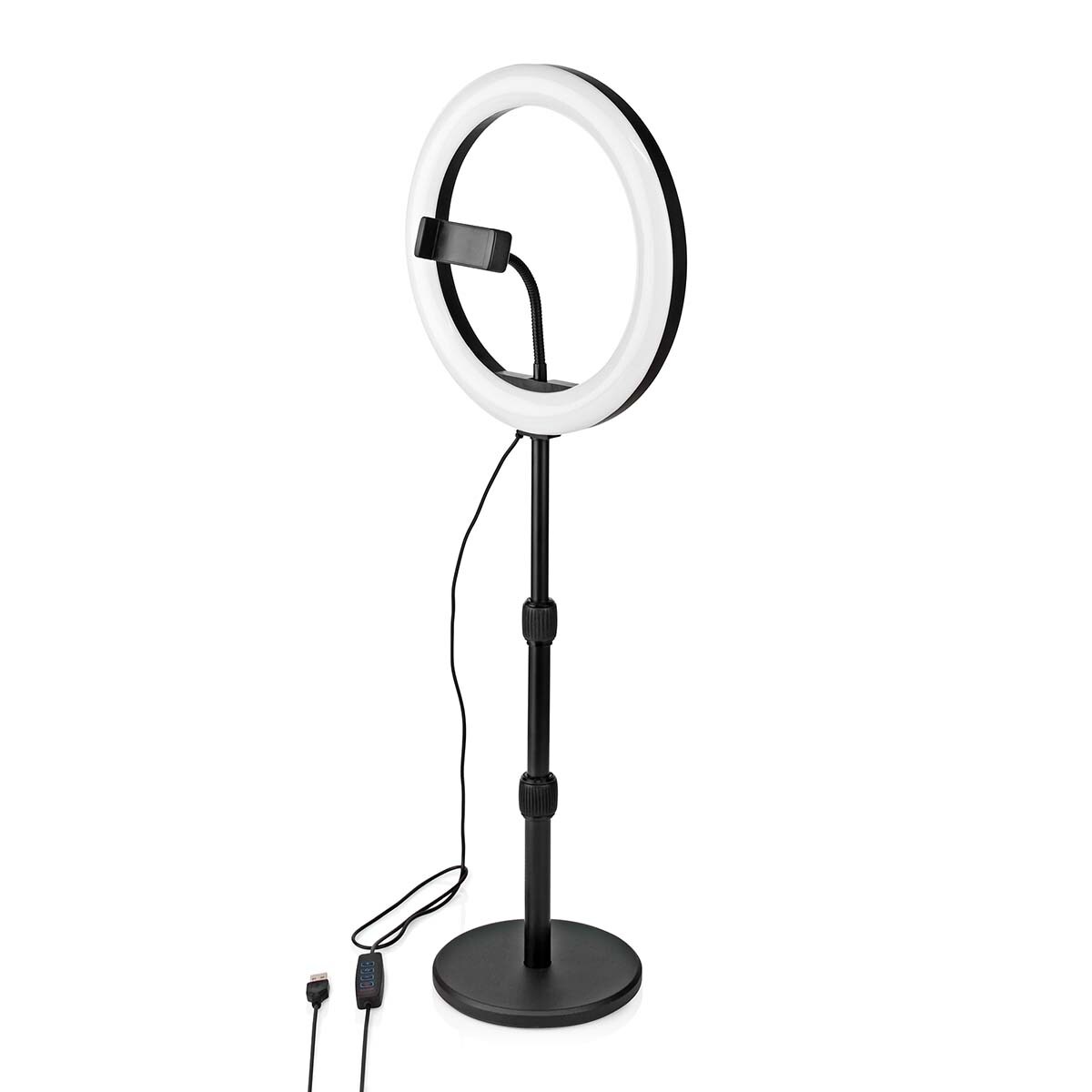 Nedis Ringlys | 10 inch | 120 LED s | 2700 - 6700 K | Skrivebord | Sort