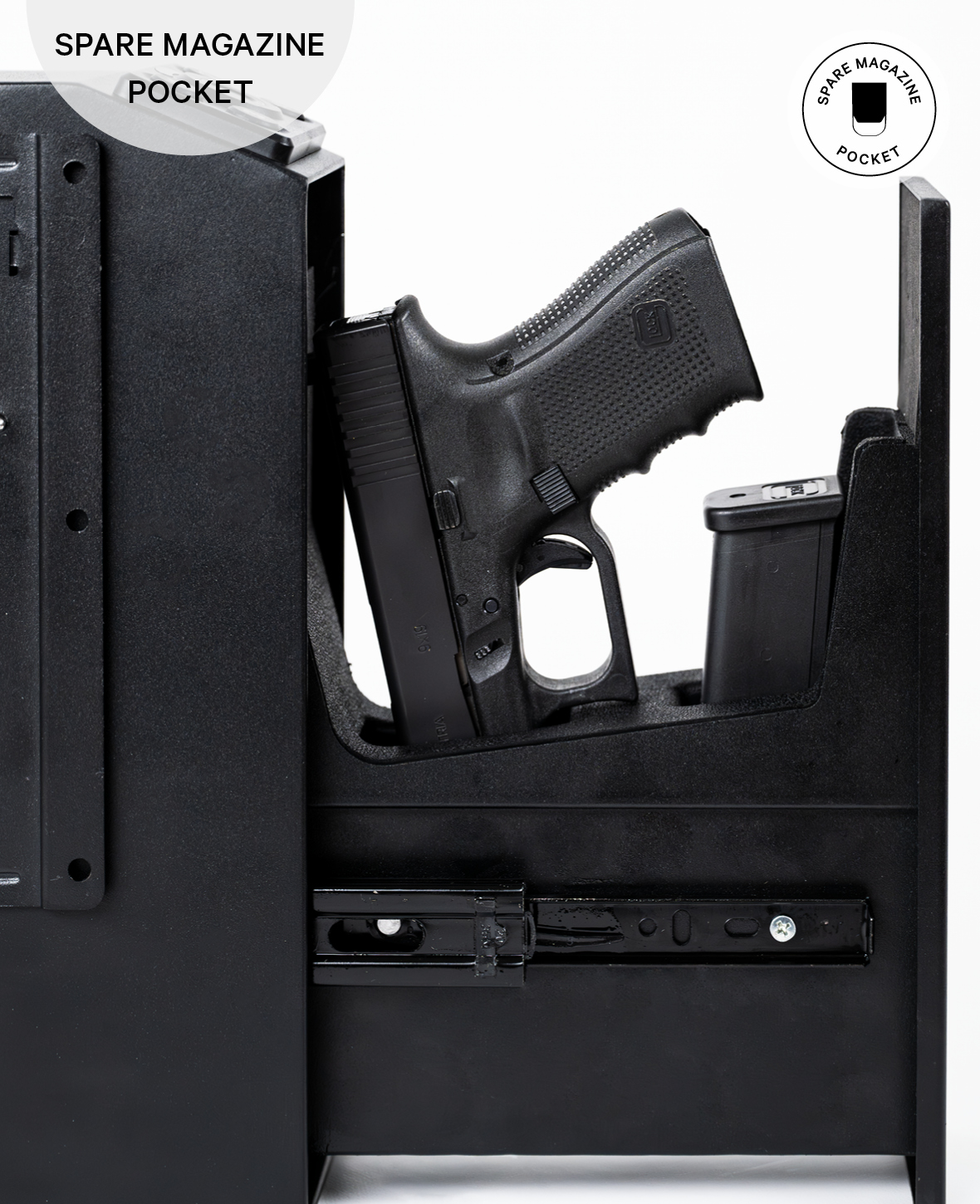 Automatischer Slide Pistolen Waffen Safe mit Fingerprintsensor - Schwarz