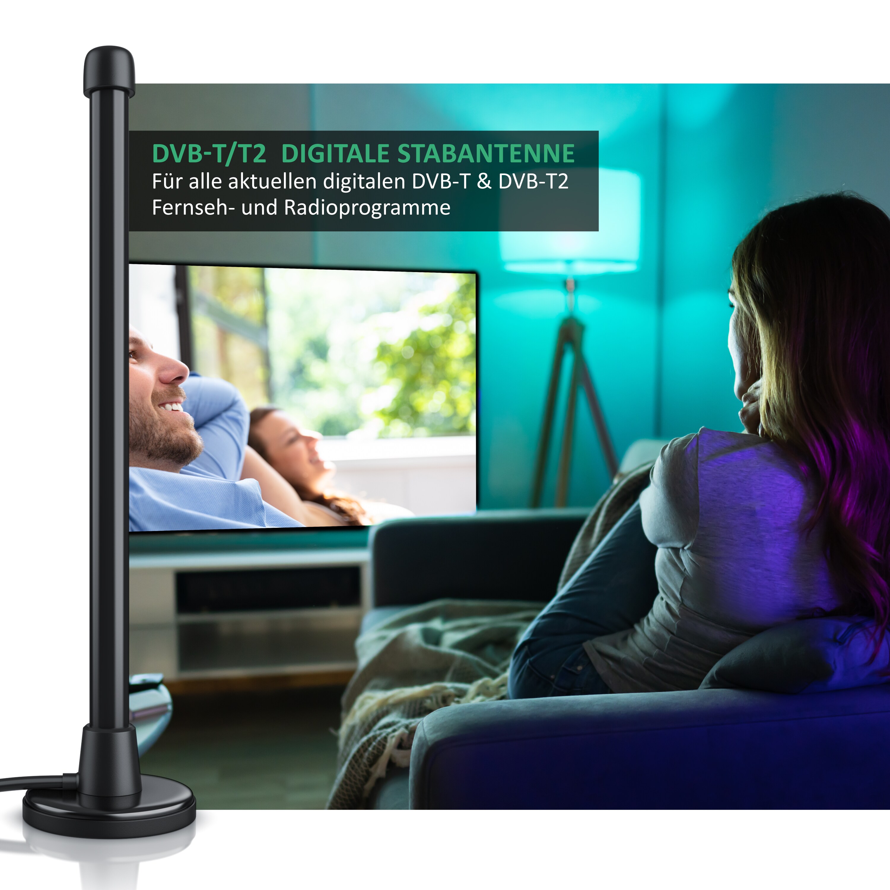 Aplic DVB-T2 digitale Stabantenne mit stabilem Magnetfuß bis zu 6 dBi / hohe Empfangsleistung