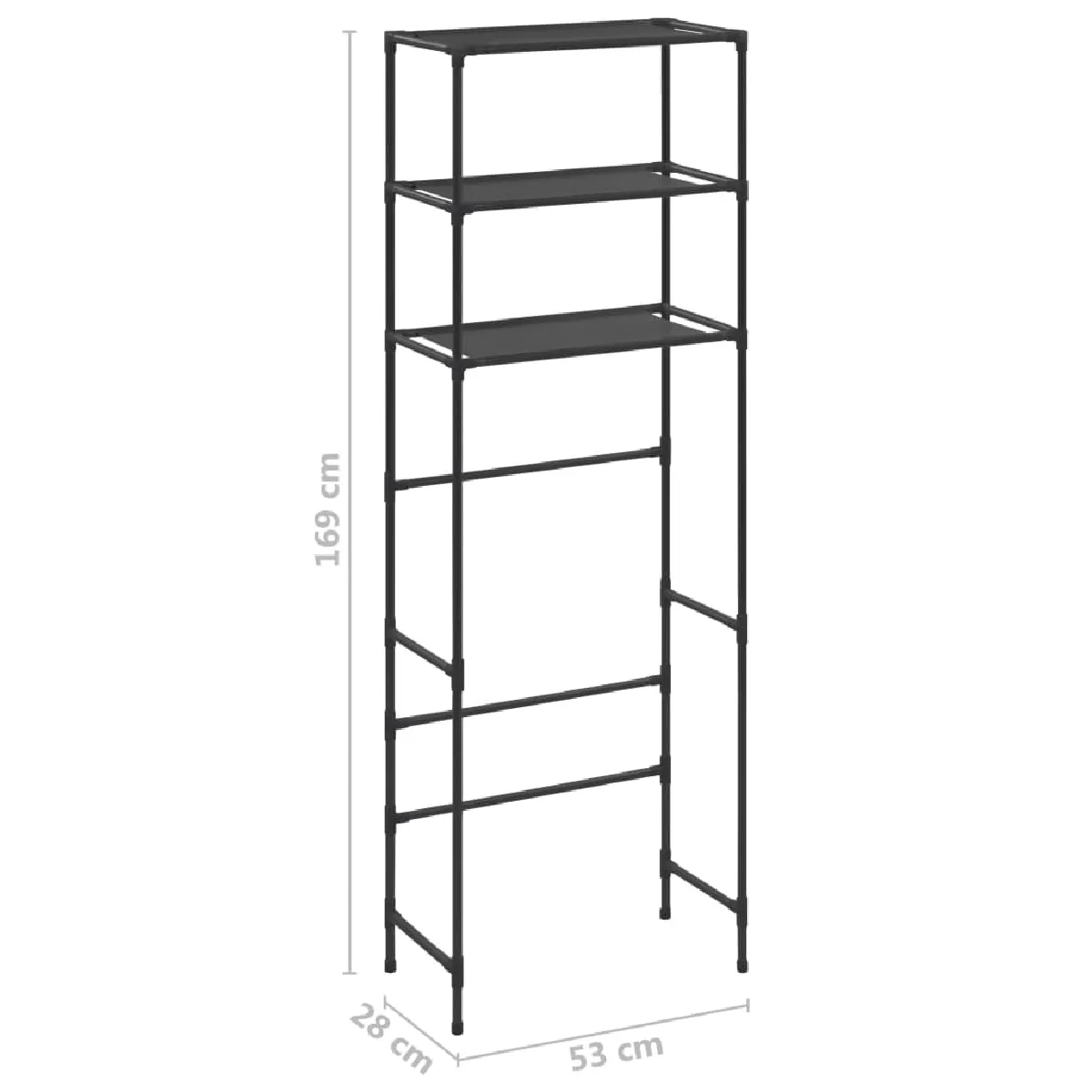 Helloshop26 Support rangement toilettes 3 niveaux - Noir