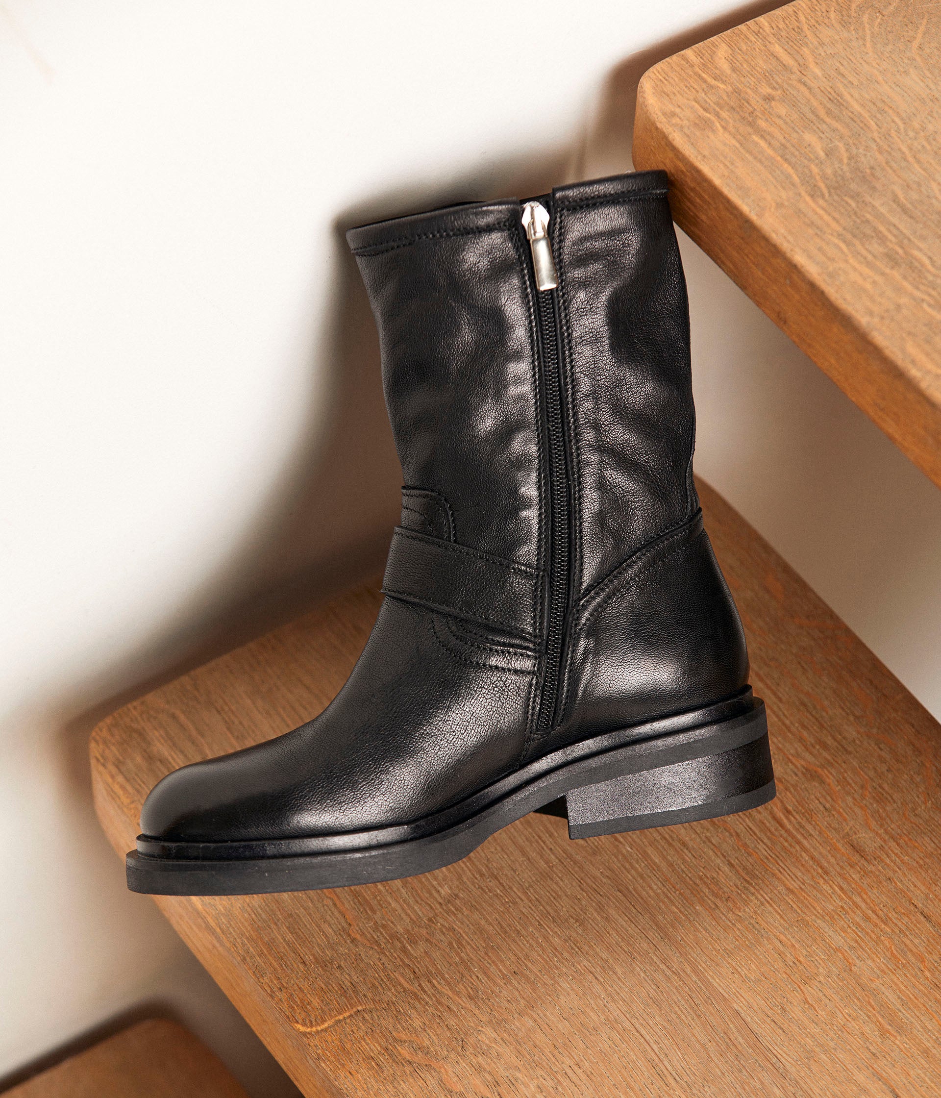 Botttines cuir noir Patty