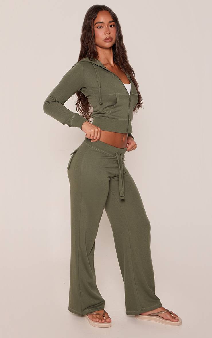 Sage Khaki Jogging Ajusté Taille Basse