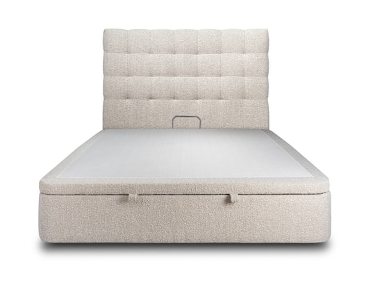 SOMMEIL DE PLOMB - Lit coffre 180x200cm capitonnée bouclette beige