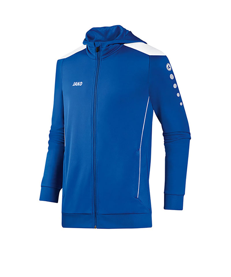 JAKO Cup Kapuzenjacke Kids Blau Weiss F04