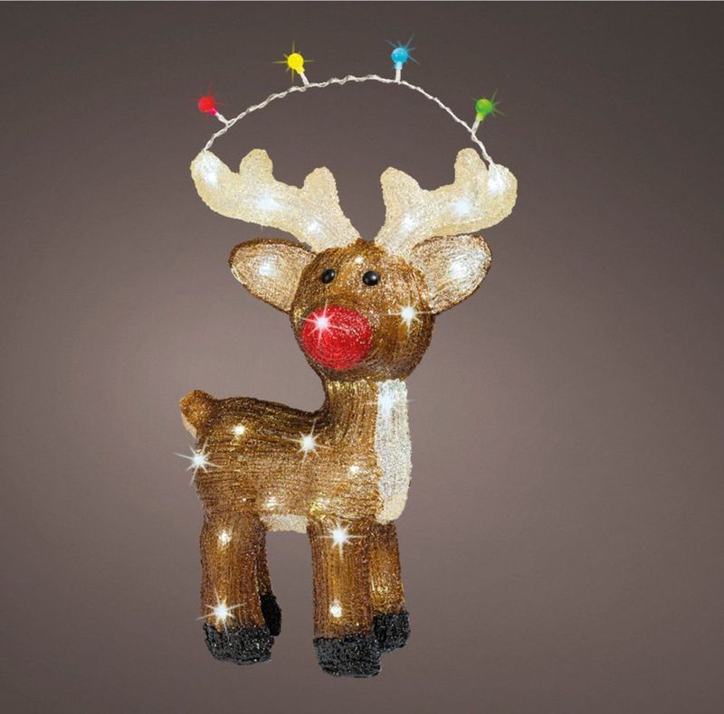 Lumineo - Kerstverlichting - Figuur Rendier - LED - Acryl - Multikleurige Lampjes