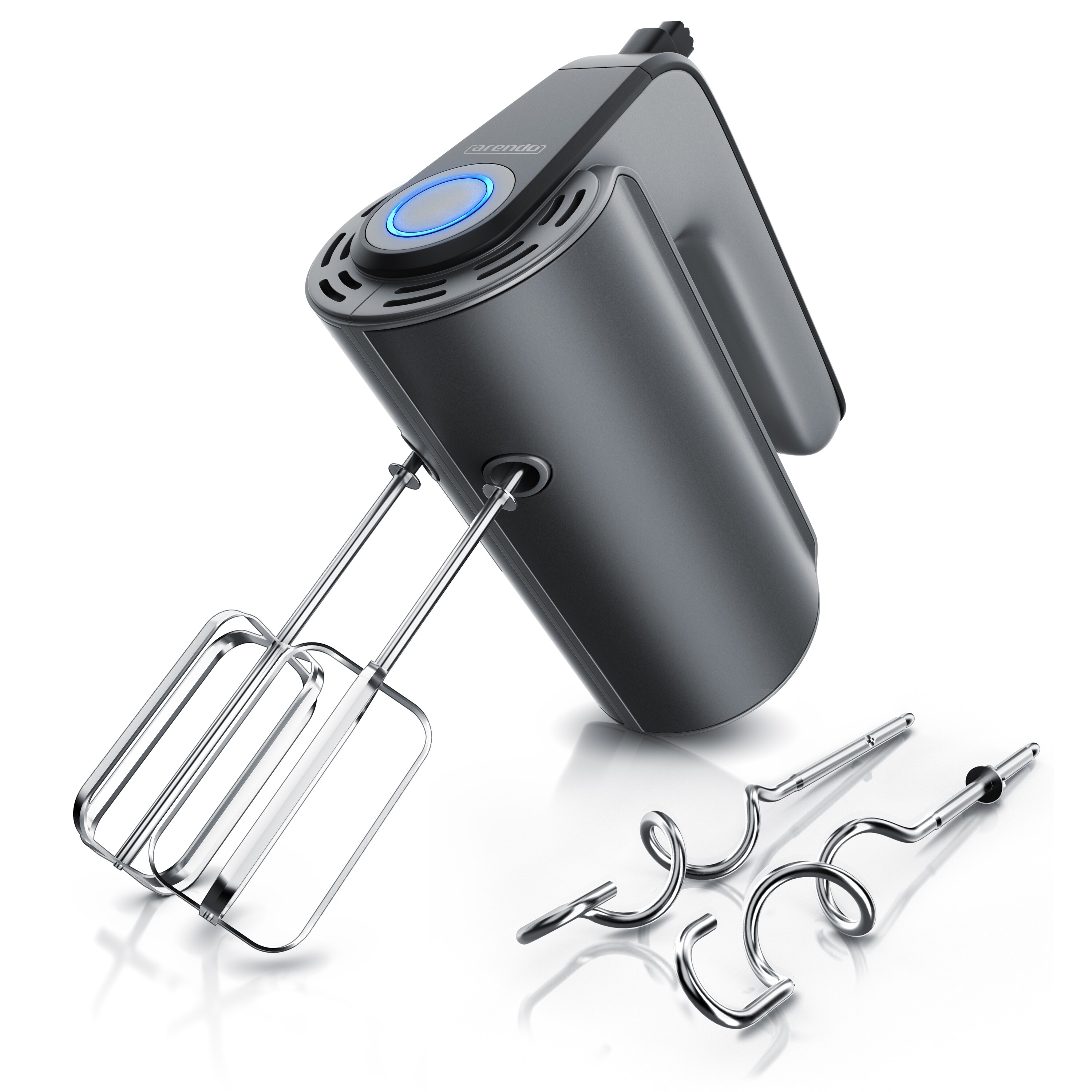 Arendo Handmixer aus Edelstah mit Turbostaste - Handrührer inkl. 2 Quirle & 2 Knethaken