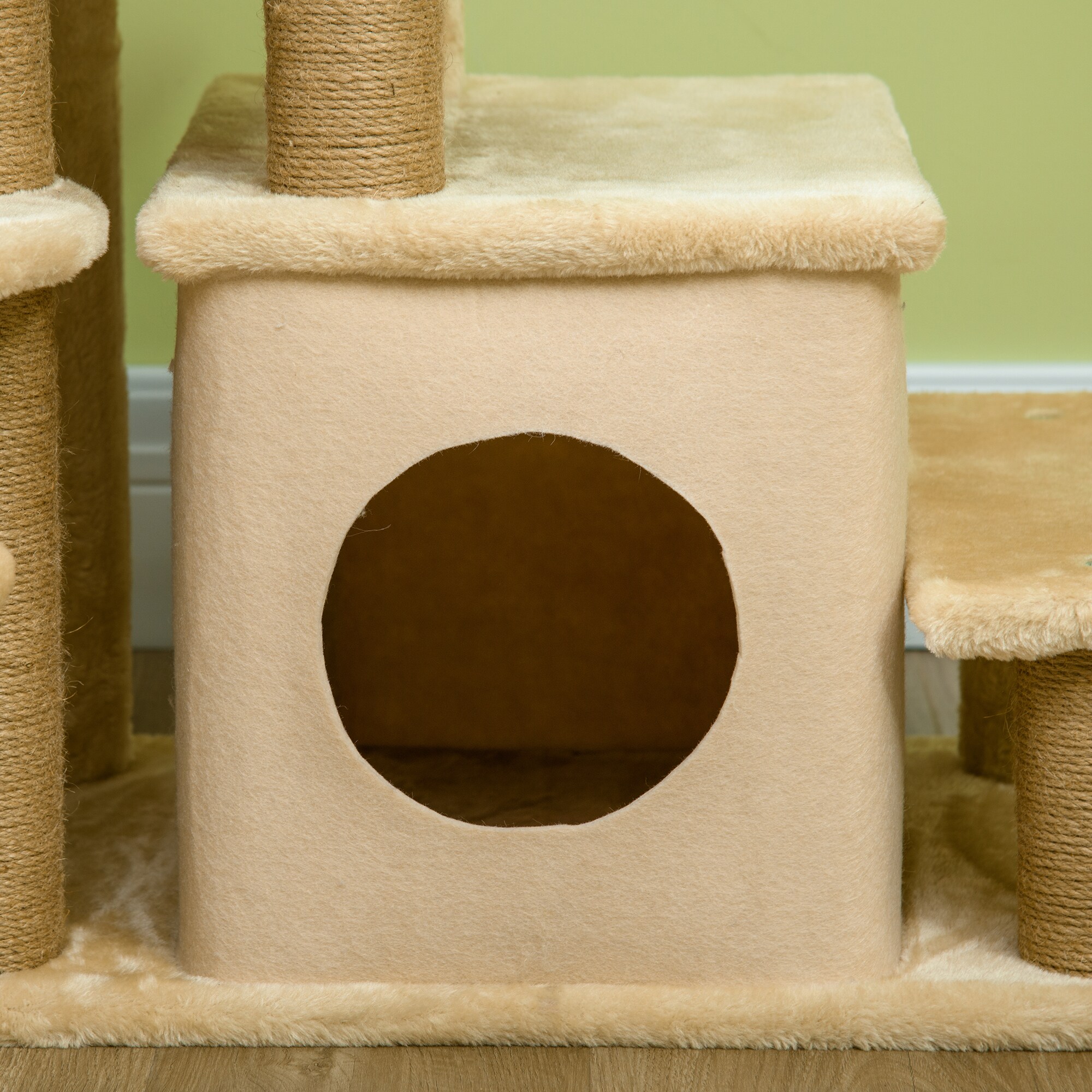 PawHut Hundetreppe mit Hütte beige 60L x 40B x 66H cm