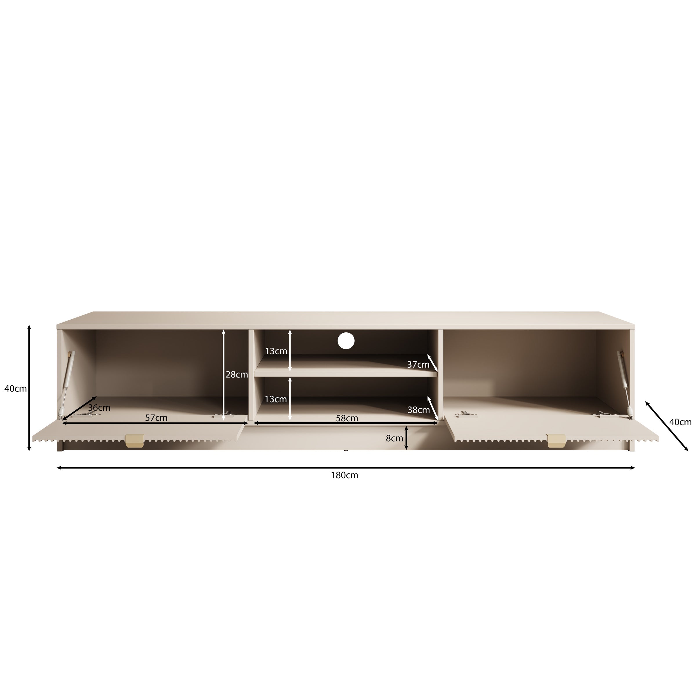 Meubella - TV-Meubel Tavares - Beige - 180 cm