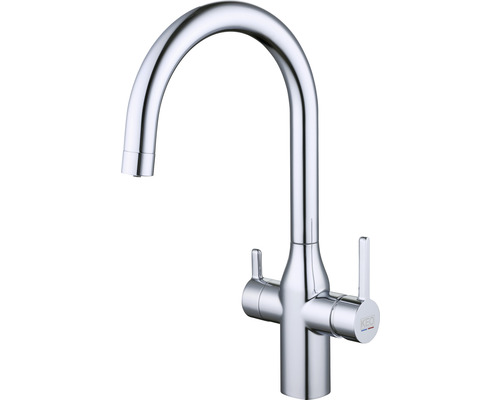 KEO NOA keukenkraan met filterfunctie, chroom, inclusief BWT MyAqua Soft filter en filterkop, filtert chloor, kalkaanslag en zware metalen