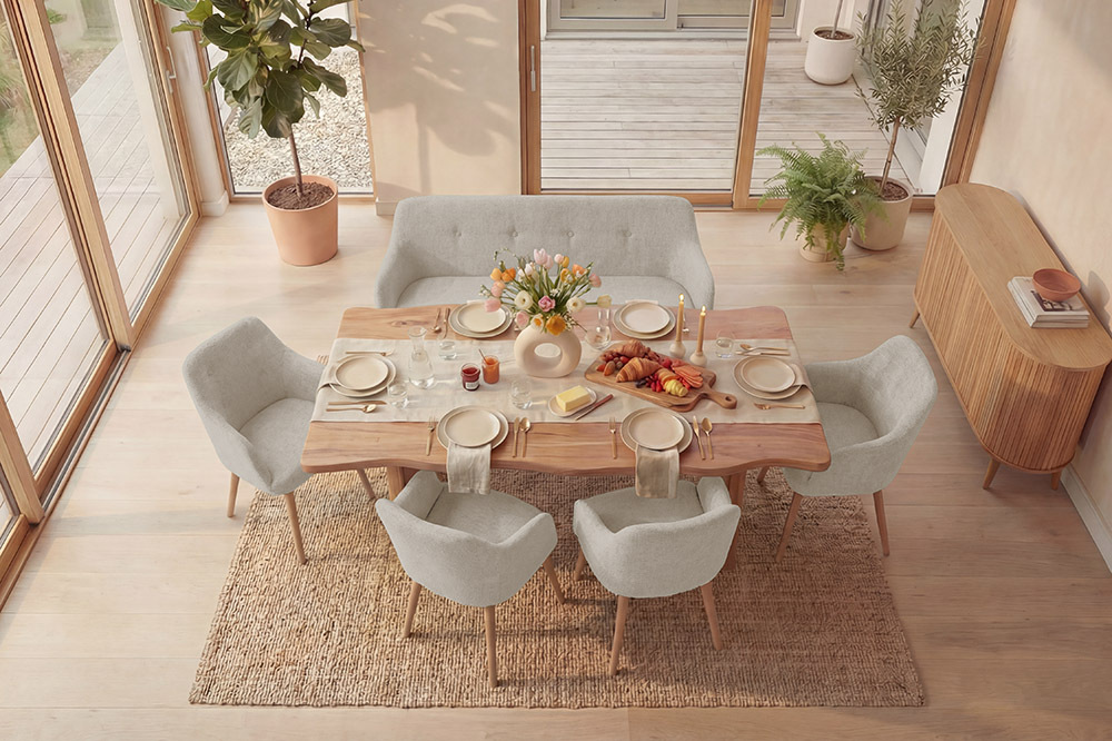 Nordische Sitzbank SCANDINAVIA MEISTERSTÜCK 115cm beige natur Massivholz mit Armlehne