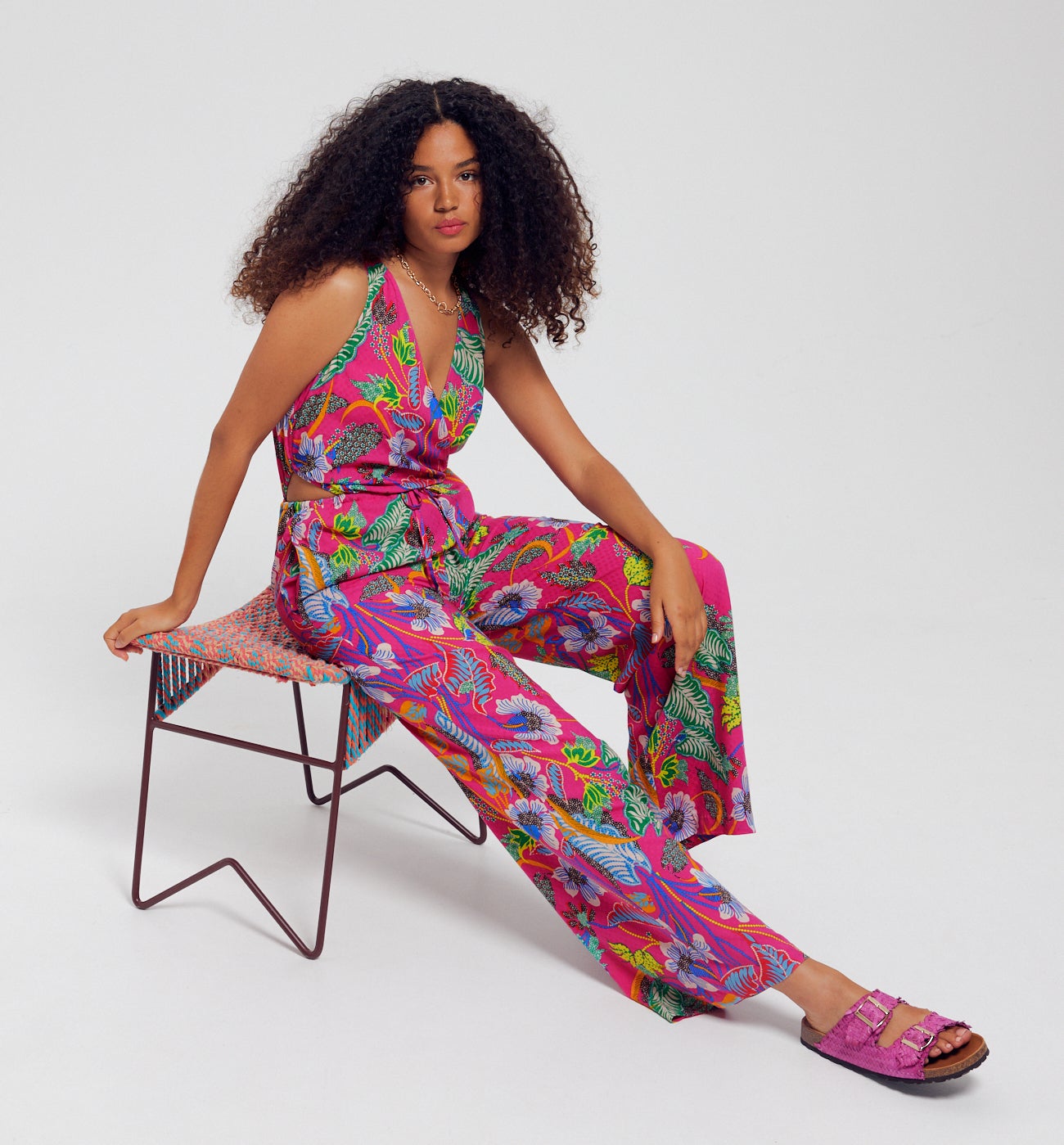 Combi-pantalon imprimée Femme - Imprimé framboise