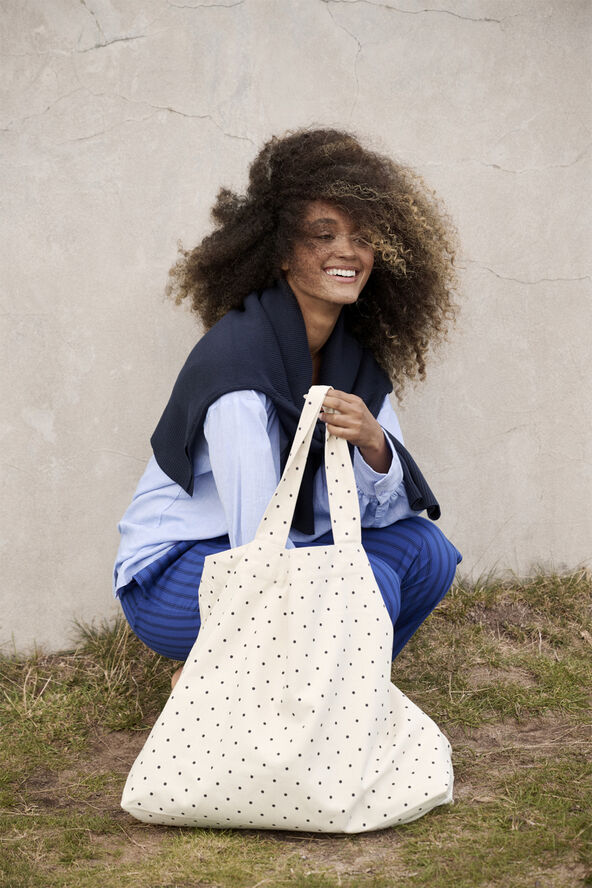 Moshi Moshi Mind big dot bag Ecru/black dots