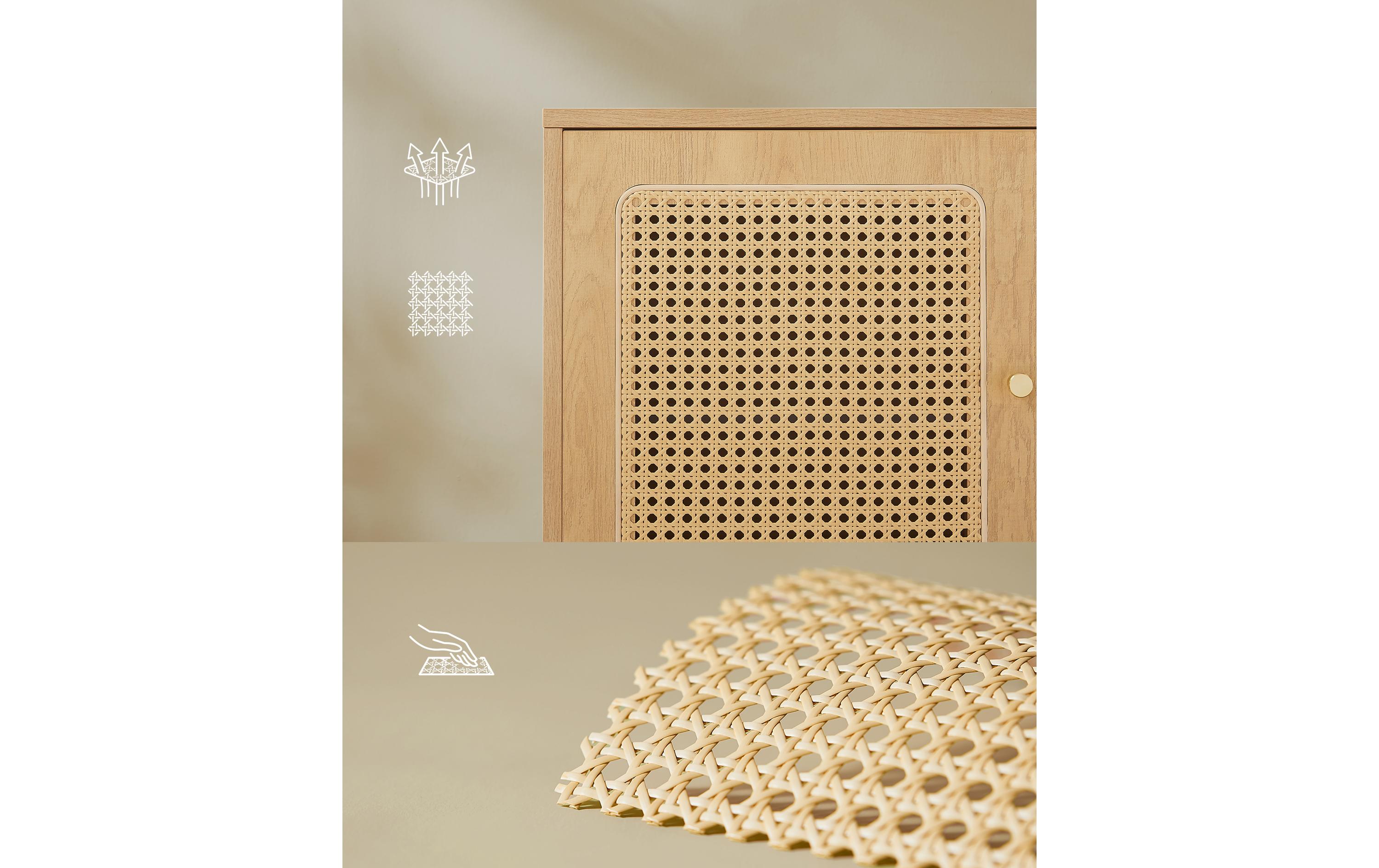 Schuhschrank Boho-Stil 80 x 70 cm, Beige<br>Schuh-Organizer