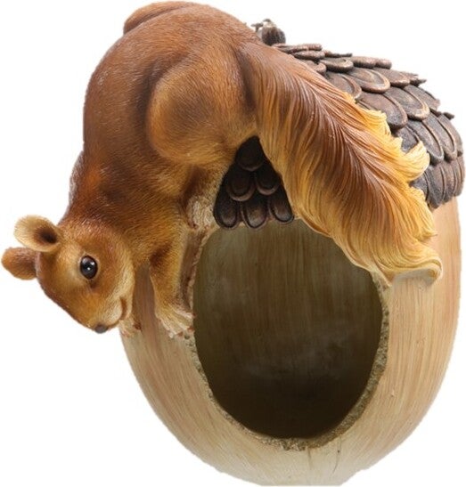 Farmwood vogelbad- en drinkbad eekhoorn Maurice bruin 16 x 8 x 18 cm