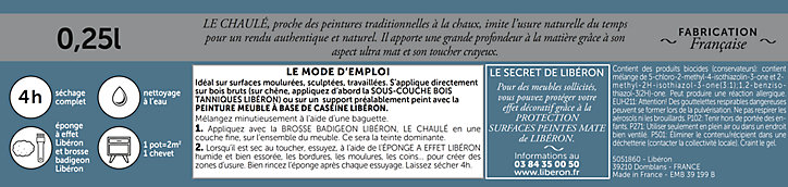 Peinture boiseries intérieur Libéron Le Chaulé kaolin mat poudré 0,25L