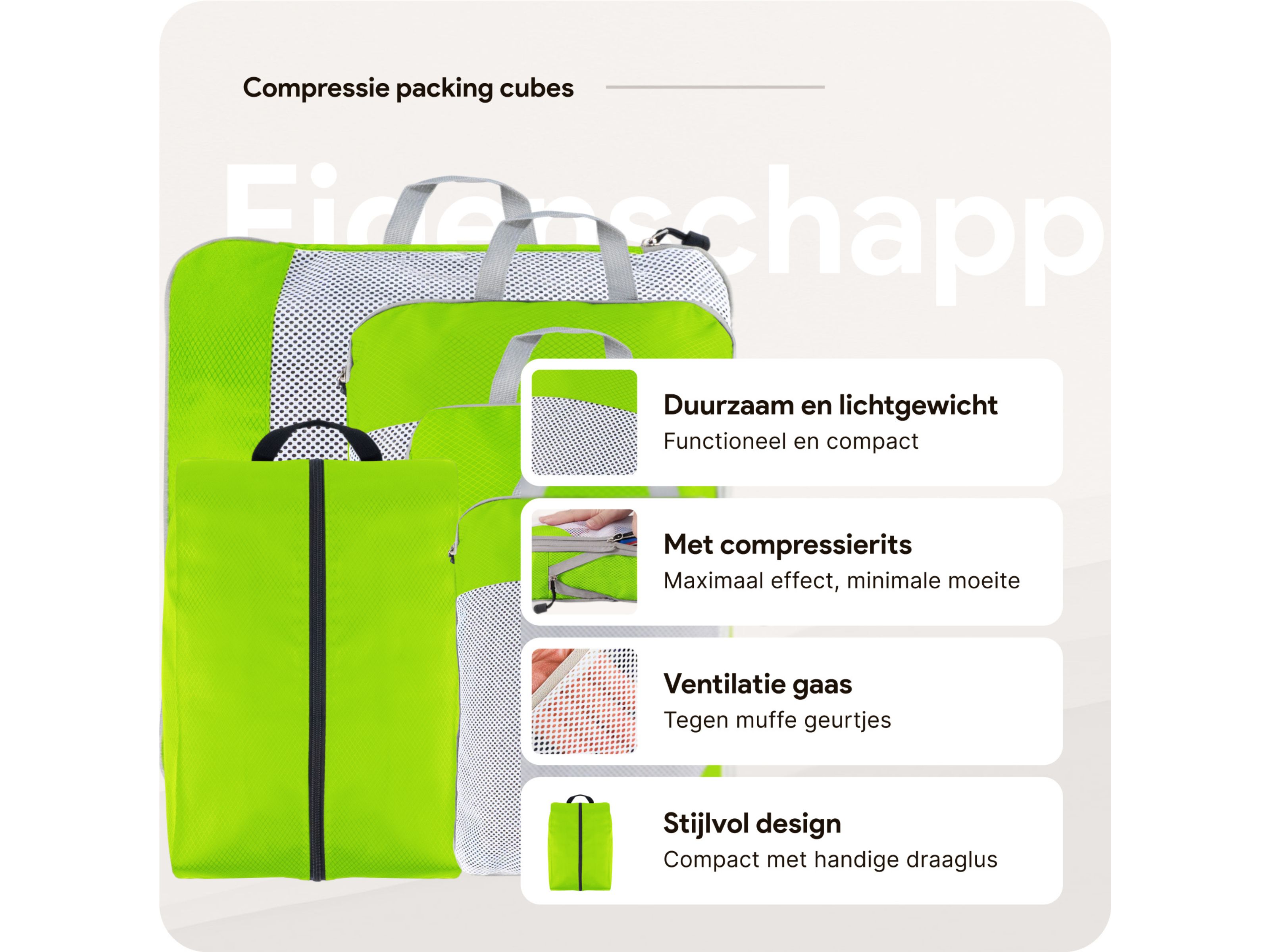 Thousandtravelmiles Green Packing Cubes - Set van 6