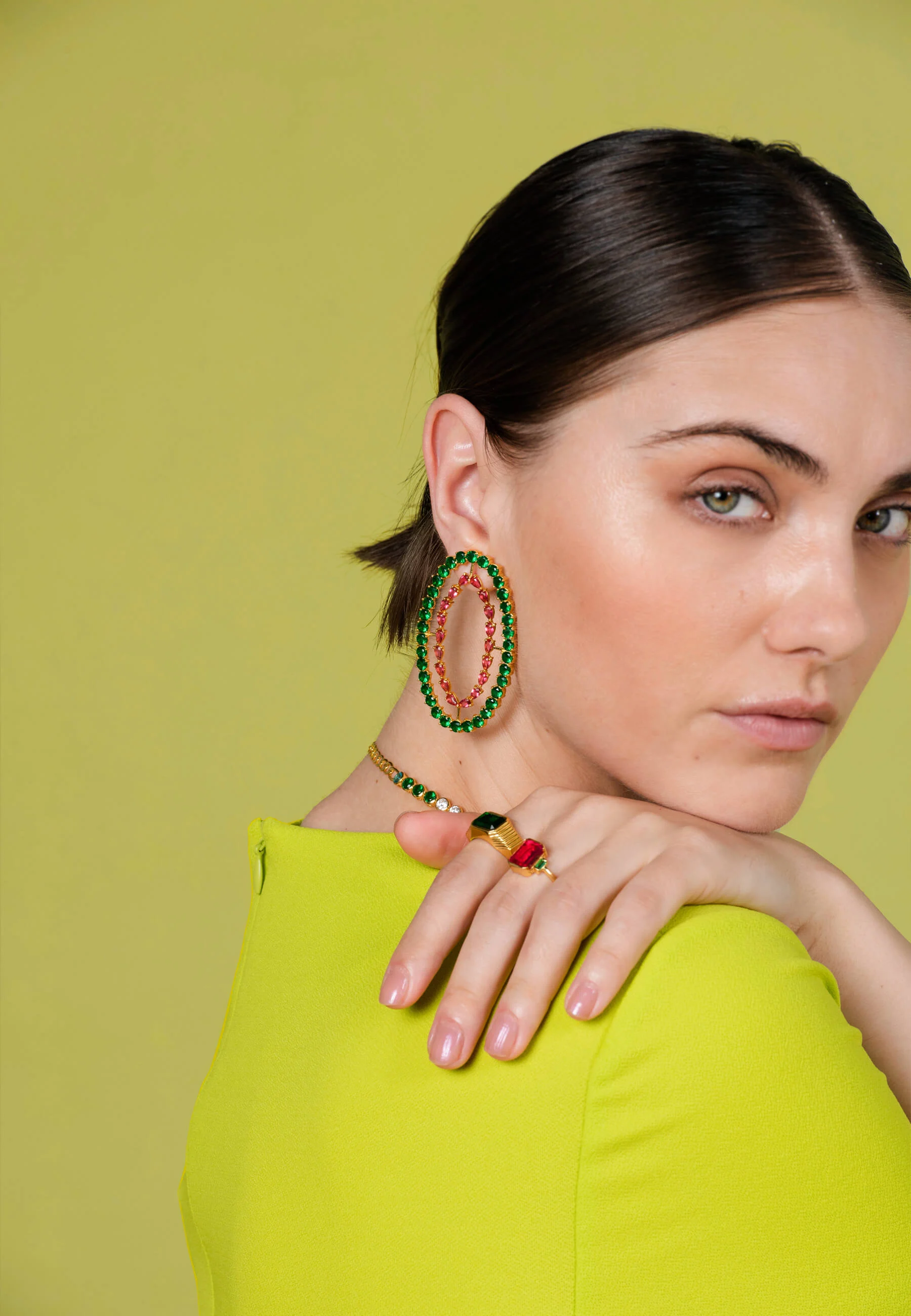RIVOLI - Boucles d'oreilles ovales | Vert