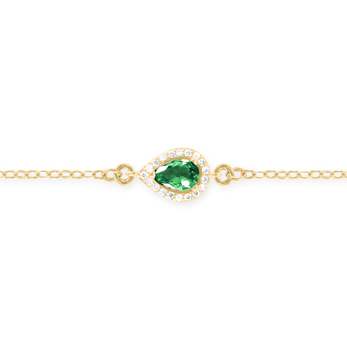 Bracelet plaqué or avec oxydes de zirconium teinte émeraude