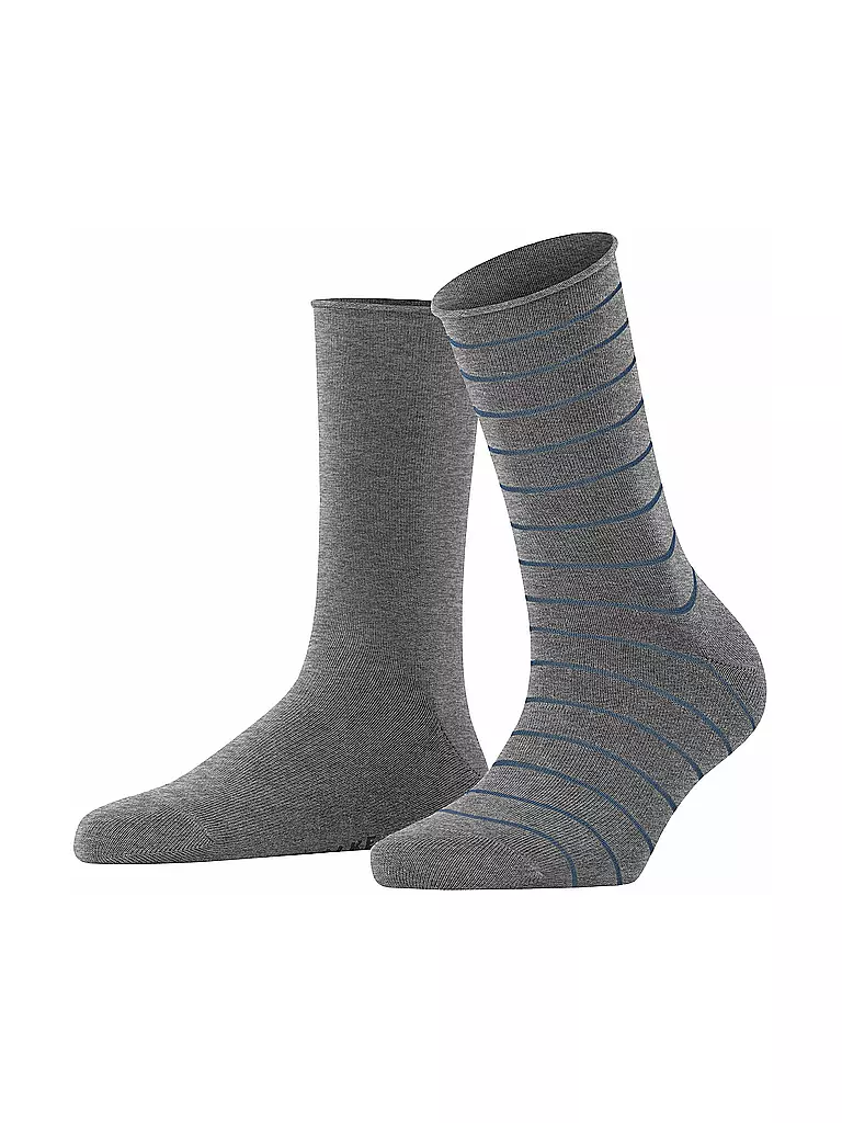 FALKE Sneakersocken Happy Stripe 2er Pkg light greymel. grau