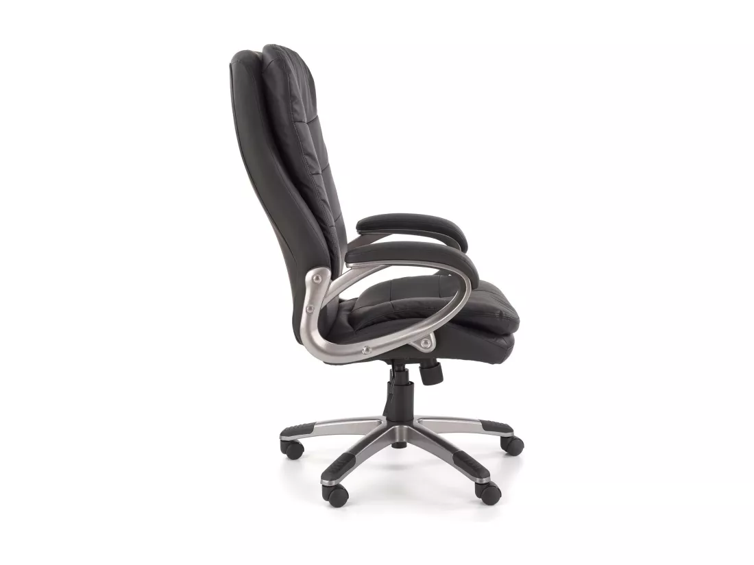 Fauteuil de bureau en éco-cuir noir avec structure en métal chromé MAZE