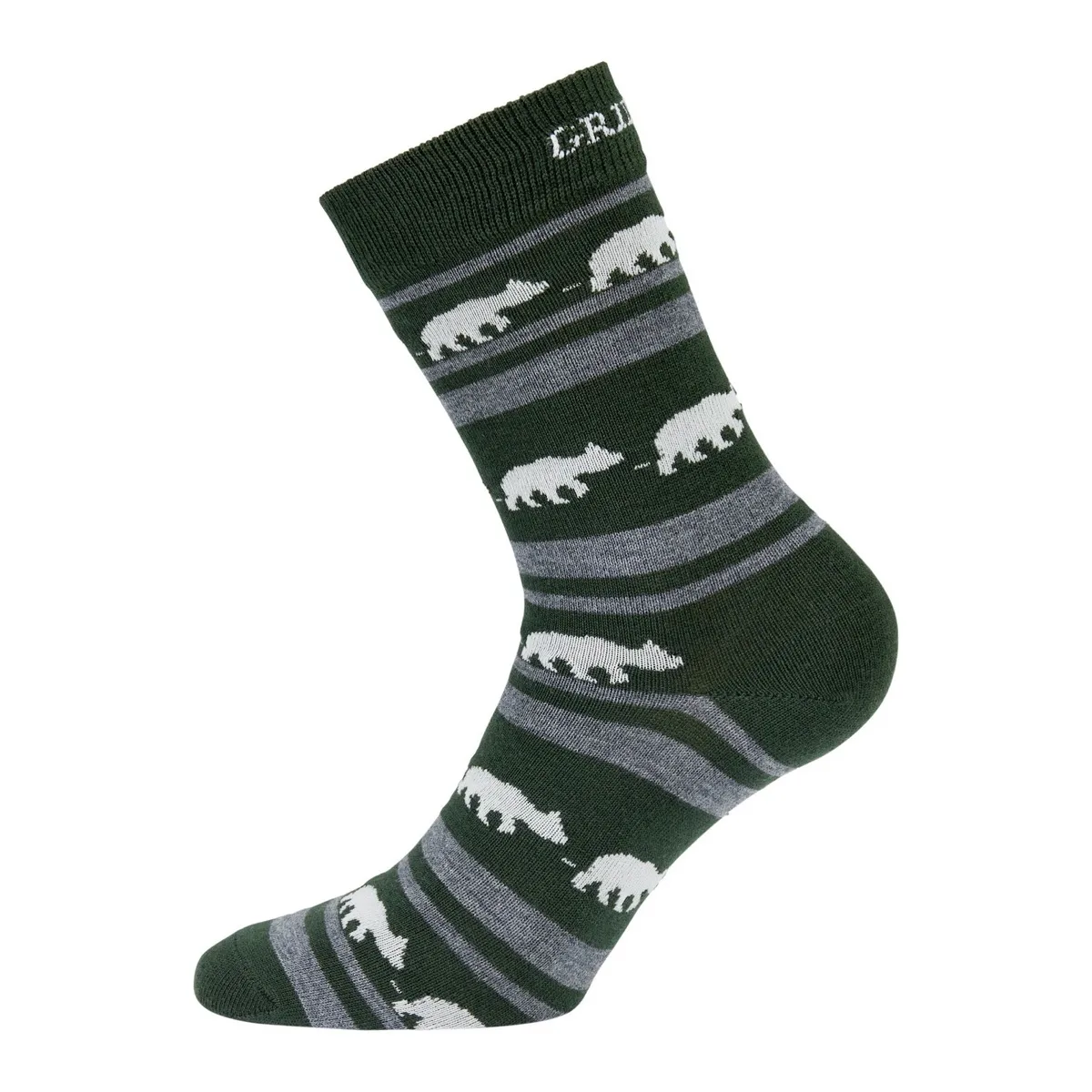 Gridarmor Striped Bear Merino Socks Green/Grey/White
