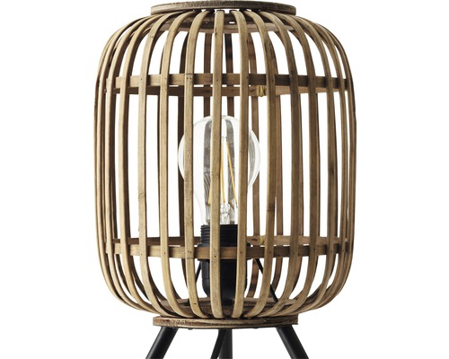 Tafellamp, 1-lichts, HxØ 41x30 cm, Woodrow naturel/bruin met snoerschakelaar