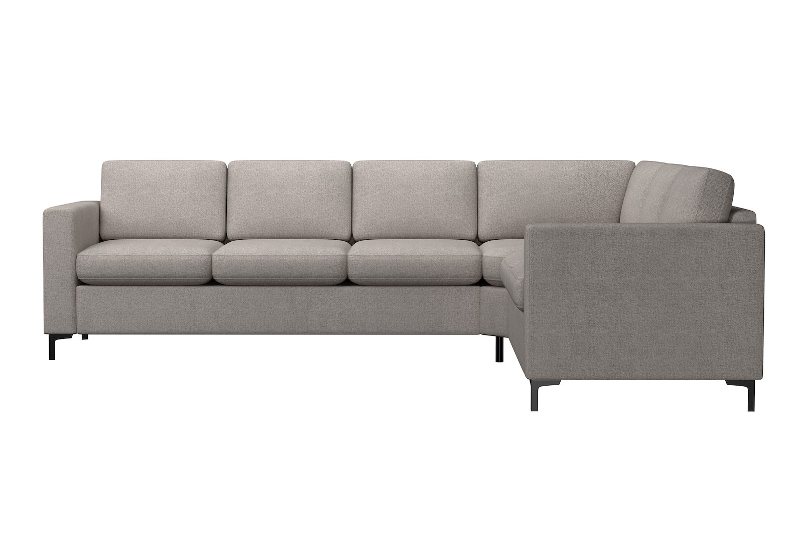Ask hjørnesofa 23 hjørnesofa. Big hjørnemodul. Tekstil Nordic 16 Ash med sorte metallben