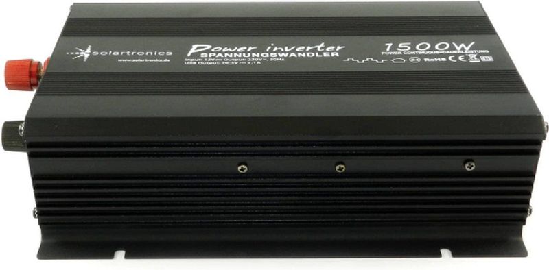 12V naar 230V Gemodificeerde Sinus Spanningsomvormer - 1500W - Zwart