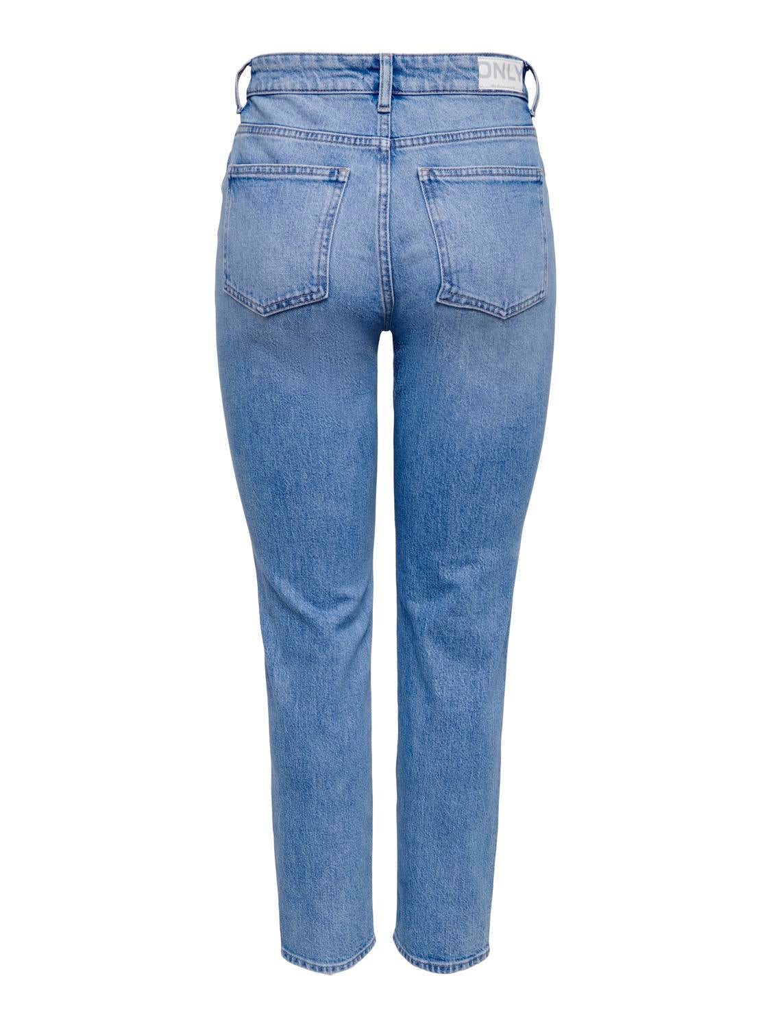 ONLEMILY Hohe Taille Gerade geschnitten Jeans Light Blue Denim