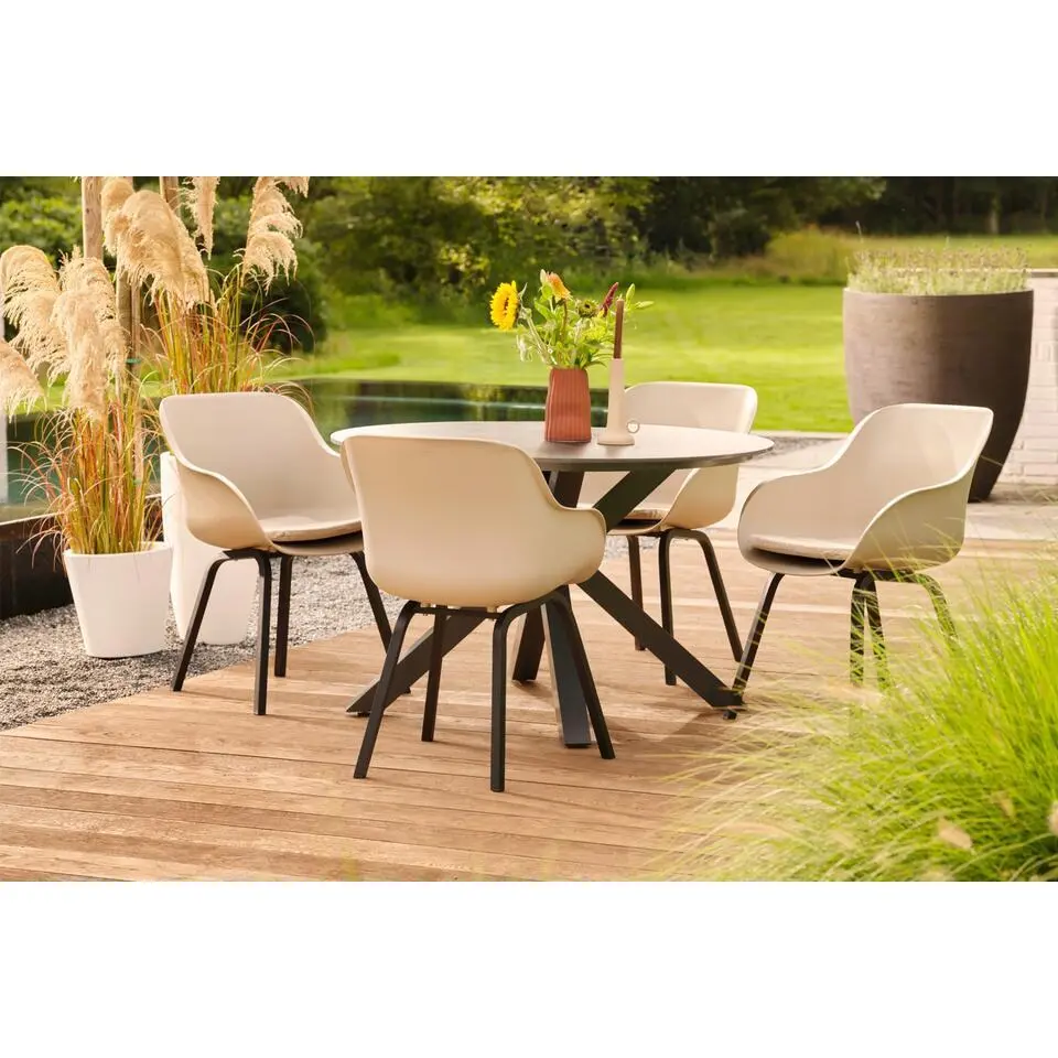 Hartman Le Soleil Element dining armstoel - Soft Taupe/Black - 2 st.