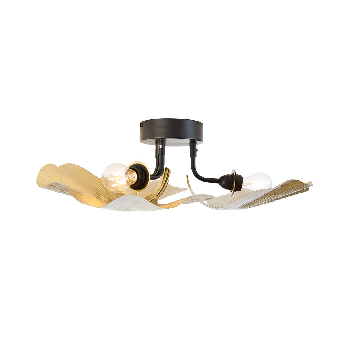 Oosterse plafondlamp messing met zwart 3-lichts - Louka