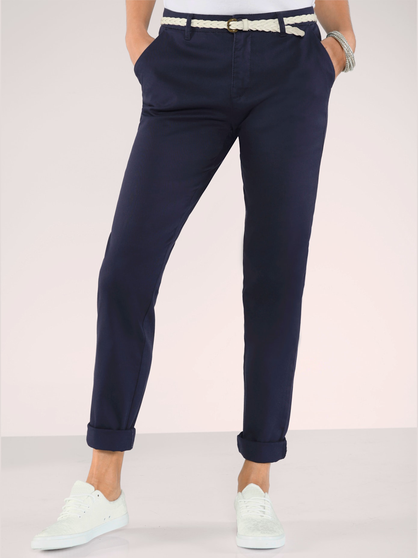 Pantalon chino femme en coton extensible