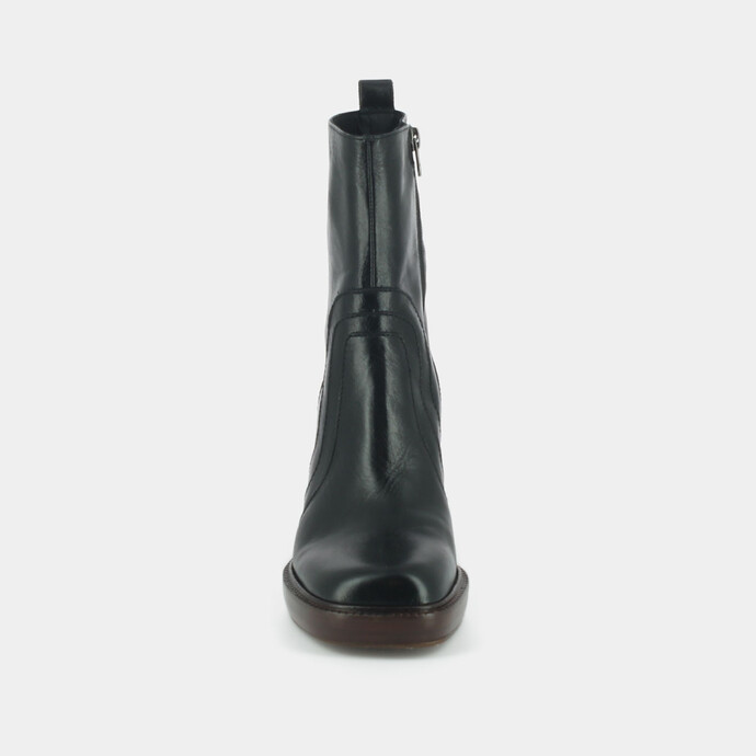 Bottines à talons  en cuir vieilli noir