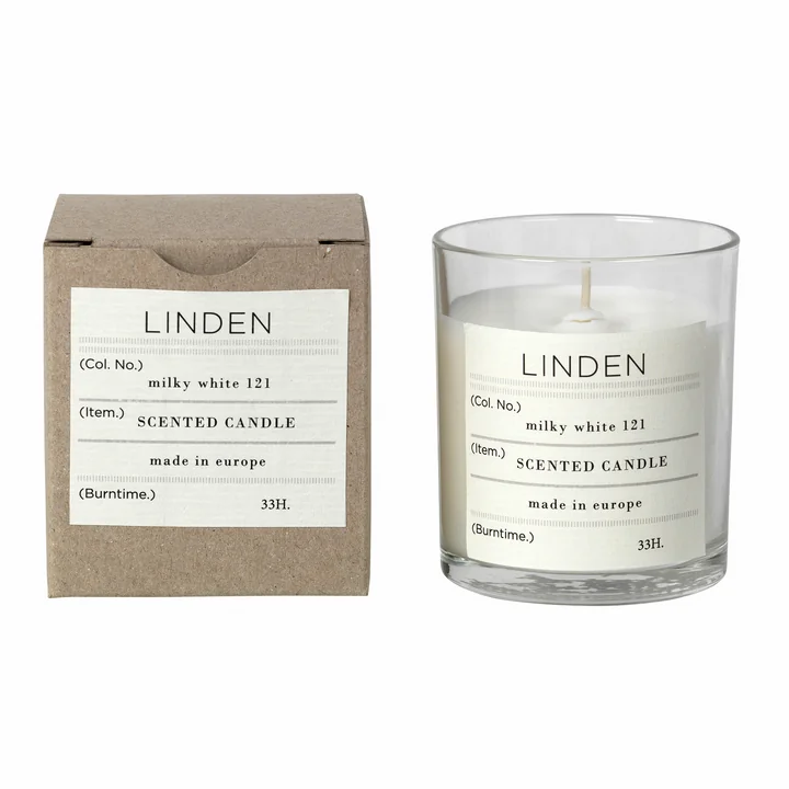Broste Copenhagen - Linden Duftkerze, Ø 8 x H 8 cm, weiss
