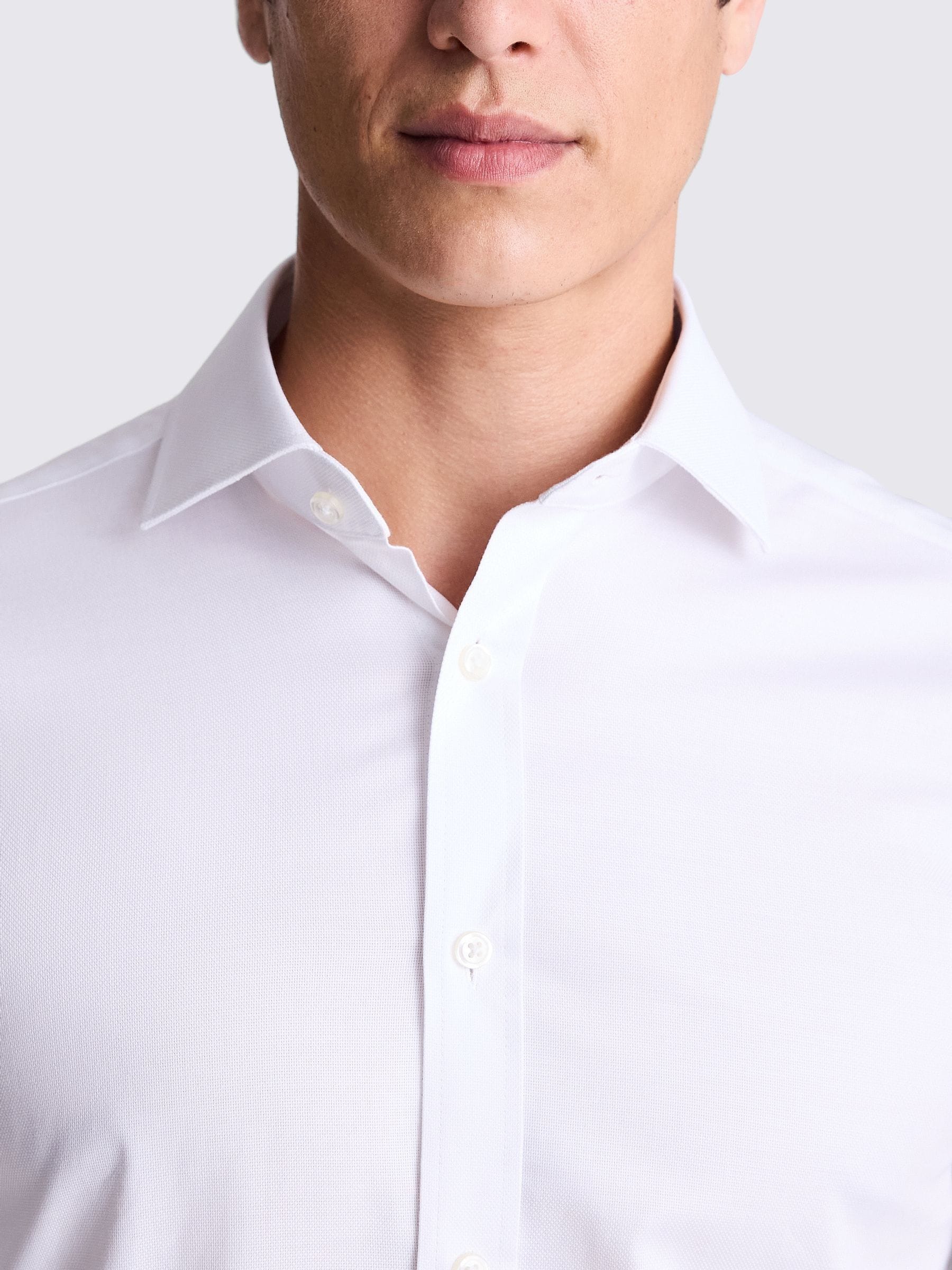 MOSS - Regular-fit stretchoverhemd met dubbele manchet en dobby