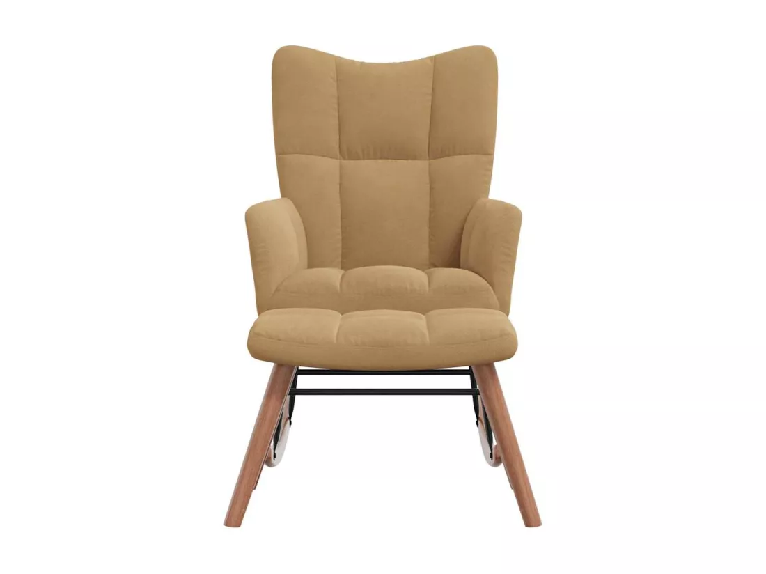 Chaise à bascule avec repose-pied Marron Velours