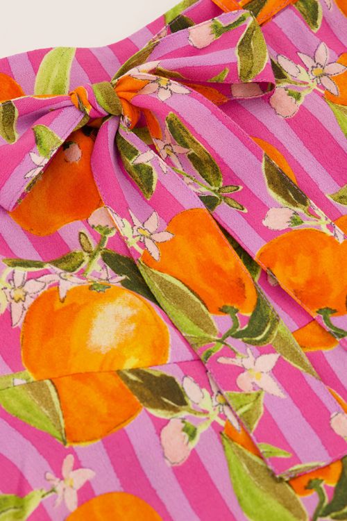 Roze skort met sinaasappel print