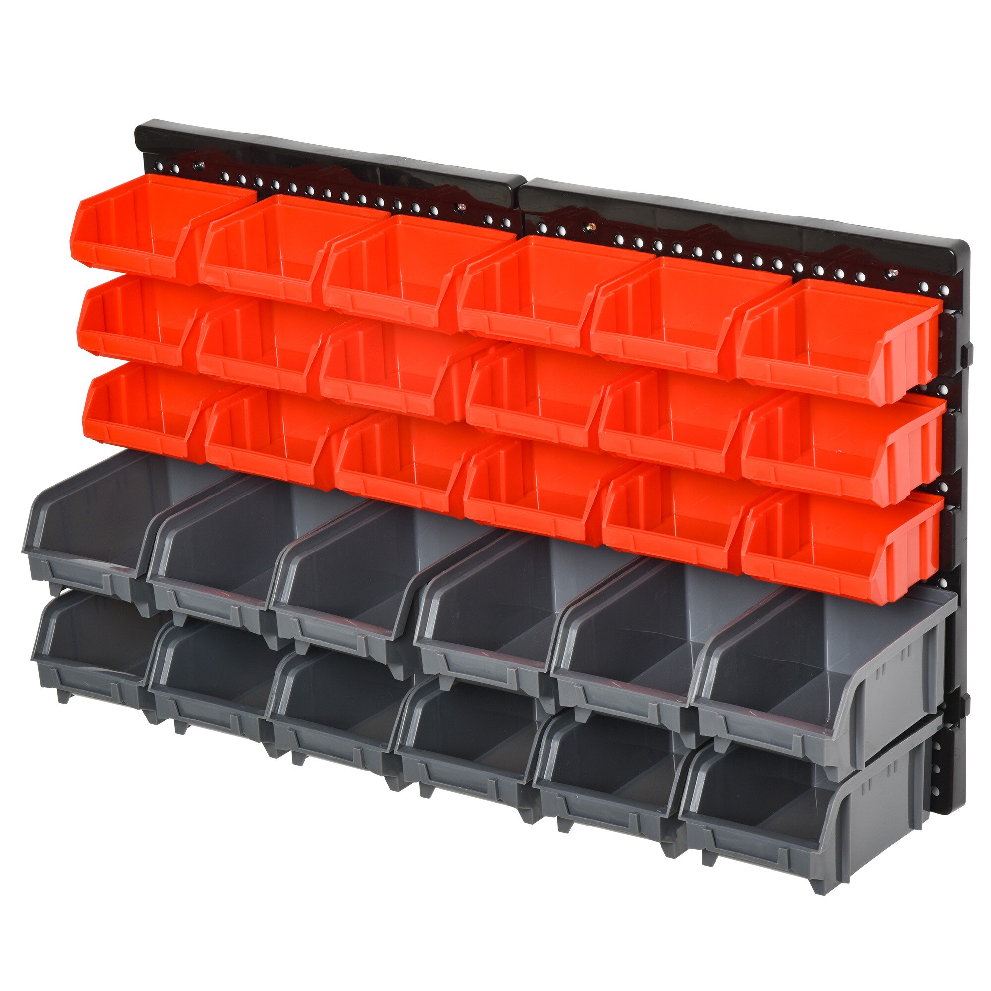DURHAND Lagersystem mit 30 Boxen schwarz, grau, rot 37,5L x 18B x 63H cm