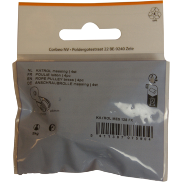 Schroefkatrol 12 mm universeel messing wiel 4 stuks